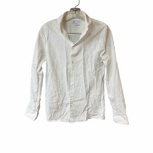 Zara Slim Fit Boy's Button Down White Shirt Long Sleeve Size 13-14